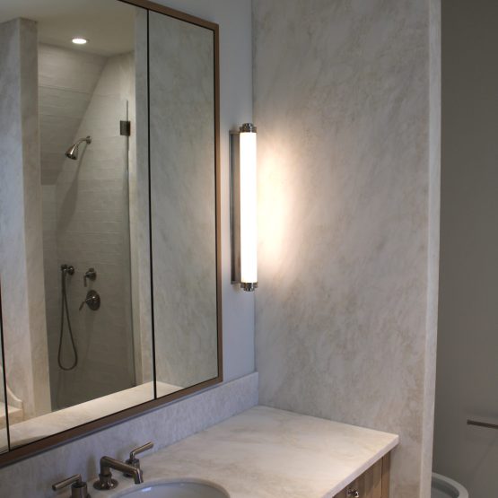Bianco Rhino Marble Vanity and Wall