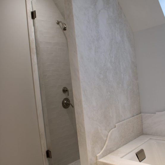 Bianco Rhino Slab wall for shower