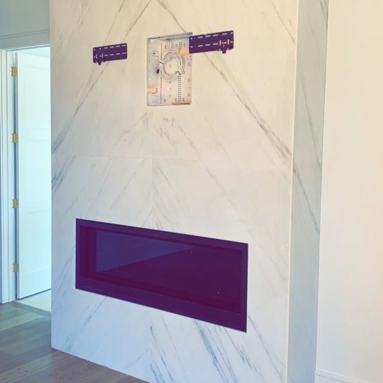 Bookmatch Marble Fireplace with Miter
