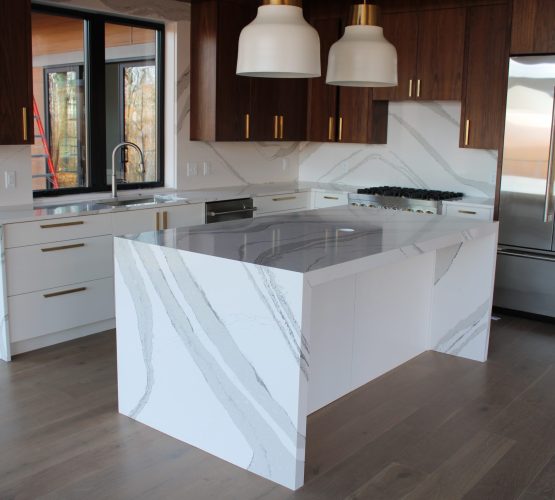 Brittanicca Cambria Quartz Kitchen Waterfall Legs