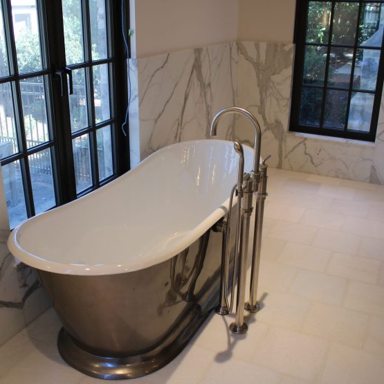 Calacatta Gold wainscoting walls