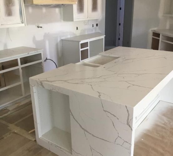 Mitered Quartz Island Waterfall Box