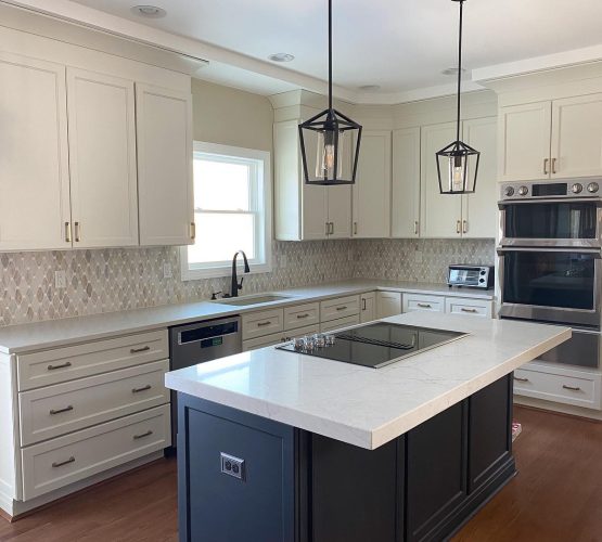 Quartz Kitchen with Mitered Island