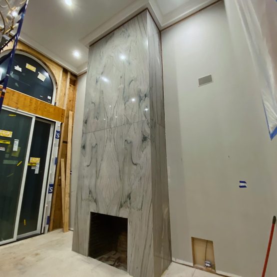 Quartzite Fireplace Floor to Ceiling