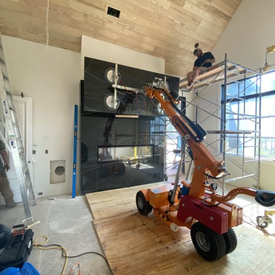 Smart Lift Full Slab Marble Fireplace