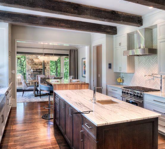 Stone Kitchen Island with Farm Sink