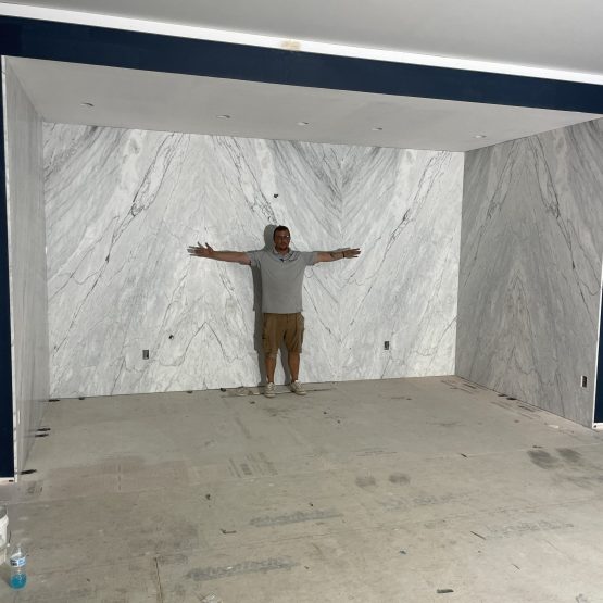 Super Large walkin shower with marble walls