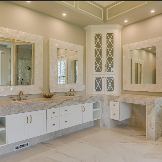 Taj Mahal Quartzite Miter Boxed in Vanity