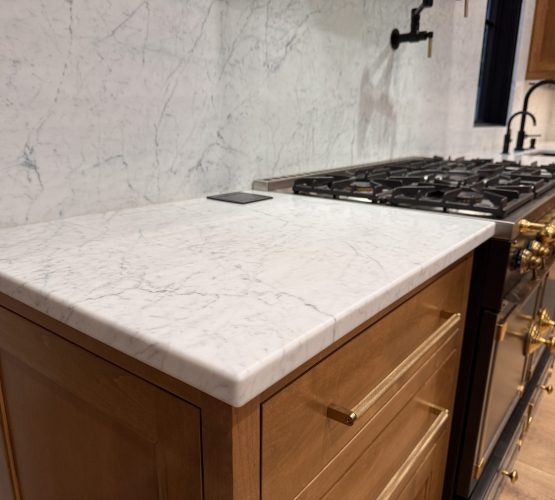 White Carrara Kitchen Pencil Round edges