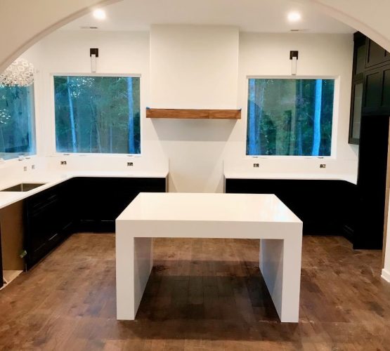 White Quartz Miter Boxed Legs